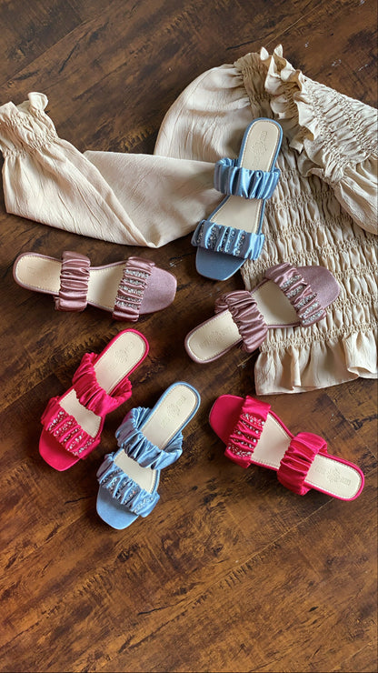 Bright Blue Ruffle Flats