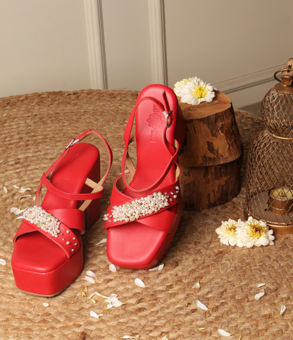 Inaaya – Red Pearl Sandals