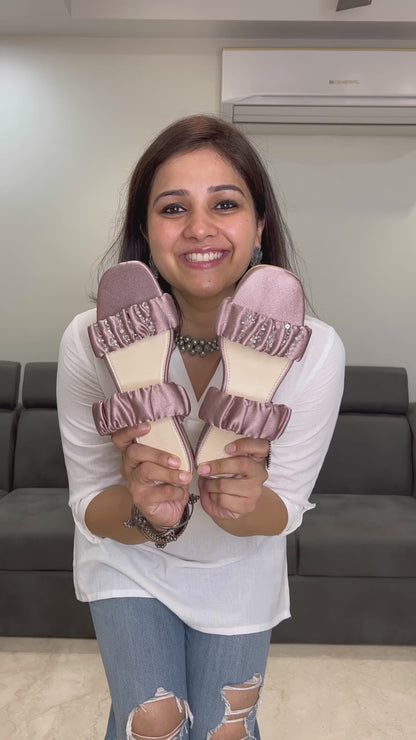 Dusty Peach Ruffle Flats
