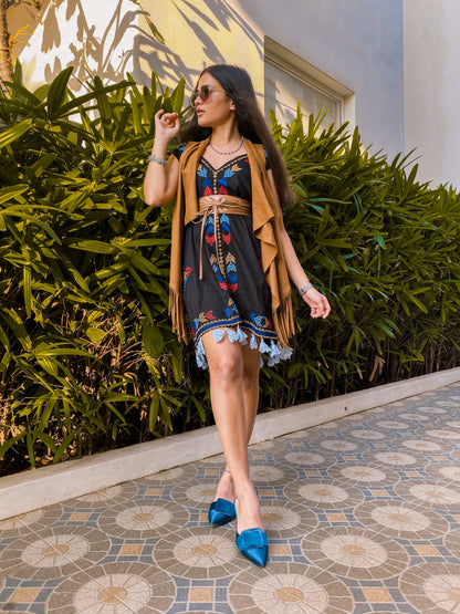 Metallic Midnight Blue Audrey Kitten Heels