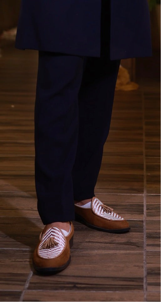 Brown Palatine Argyle Tasseled Loafers for MEN