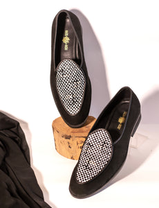 Black Palatine Ghingam Loafers for MEN