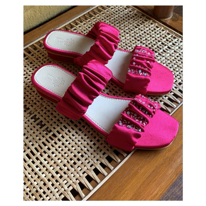 Fuschia Pink Ruffle Flats
