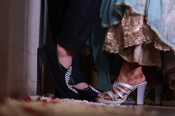 Aurora Silver Block Heels