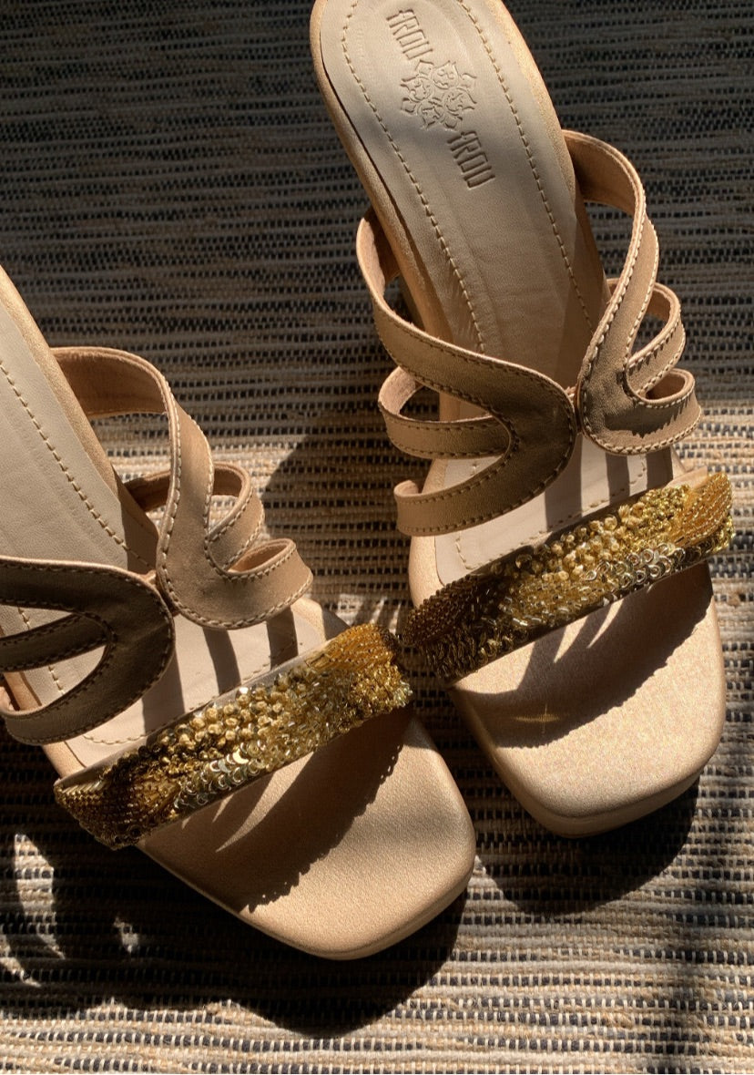 Aurora Light Gold Block Heels