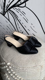 Black Audrey Back Strap Block Heels