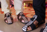 Brown Palatine Chevron Tasseled Sandals