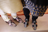Brown Palatine Chevron Tasseled Sandals