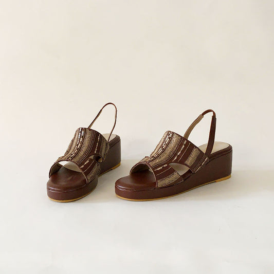 Amelia Dark Tan Brown Wedges
