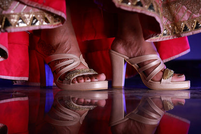 Aurora Light Gold Block Heels